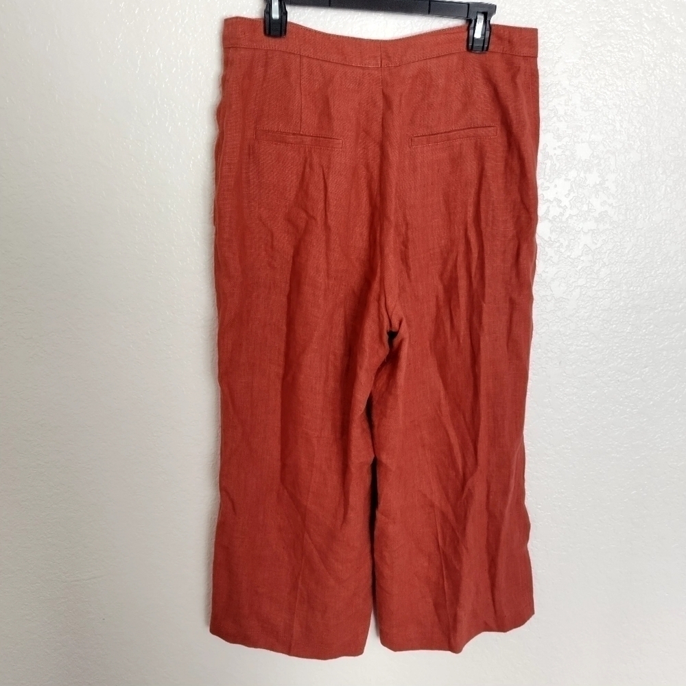 Akris Punto linen wide leg crop high rise pants sz 10 - Picture 9 of 10